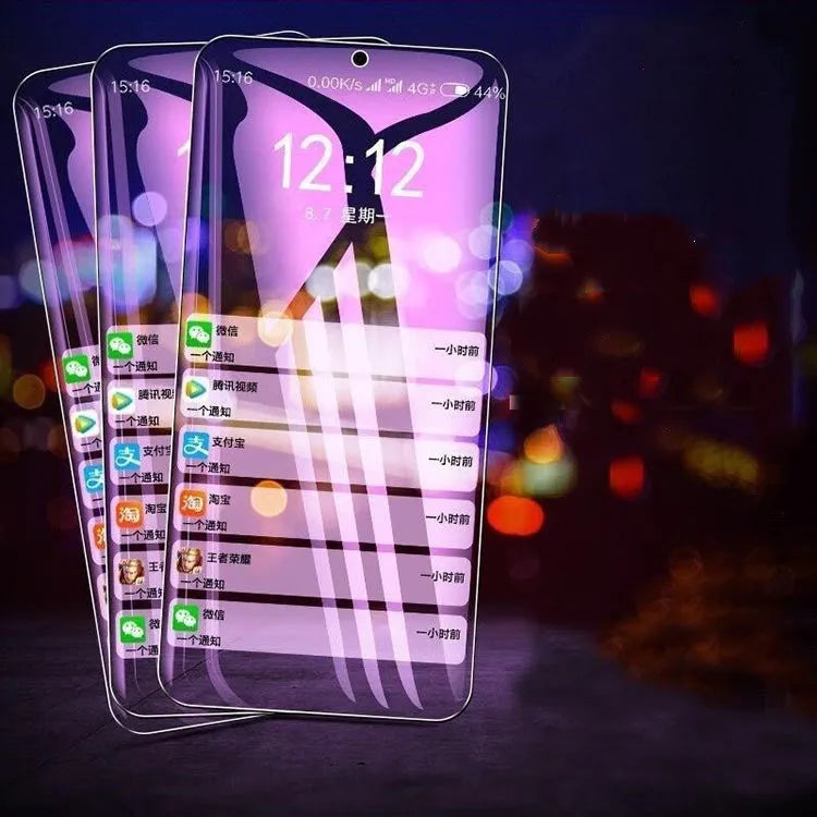 Tempered glass screen protector for Vivo smartphones with full-screen violet light design