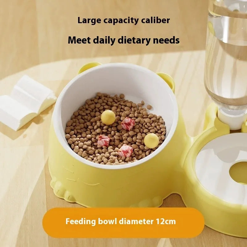 Automatic drinking pet basin with two bowls in haze blue colour