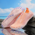 Outdoor hiking shoes with a front strap fastening and a non-slip sole with visible nails.