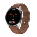 Round aluminium smart watch with Bluetooth calling on a wrist, showing a black watch face.