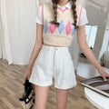 Women's high waist loose fit cotton denim shorts in black, pink, khaki, and white, sizes S to 5XL
