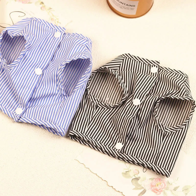 Cotton dog vest in blue or black, casual pet clothing available in sizes S to XXL
