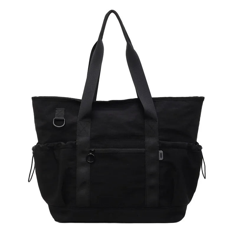 Women's lightweight Oxford cloth travel bag for yoga and fitness in grey colour with letter pattern