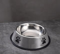 Printed non-slip stainless steel pet bowl for dogs and cats, size 22cm, in gray colour