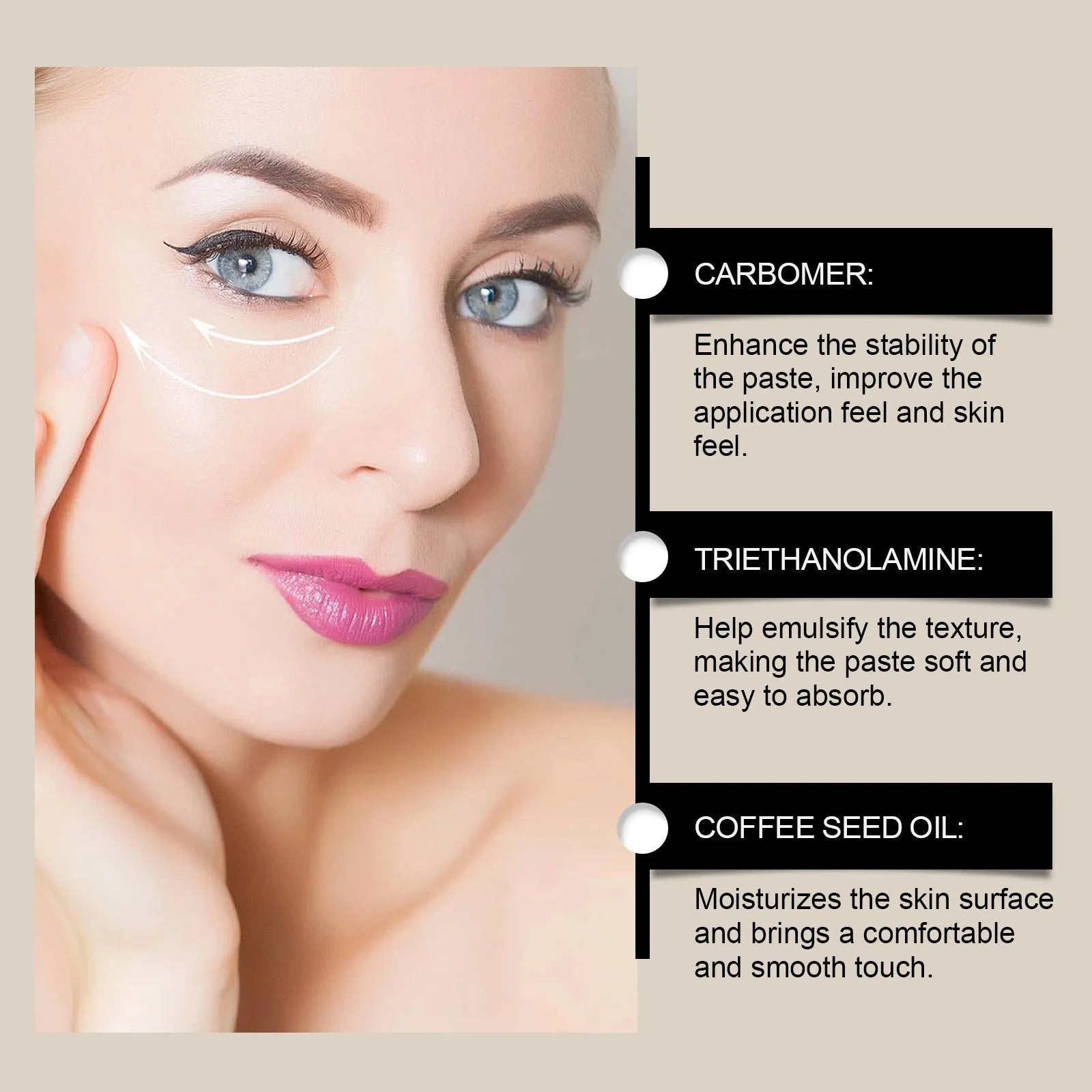 Single facial sheet mask for moisturising and brightening, contains 30g essence with coffee seed oil.