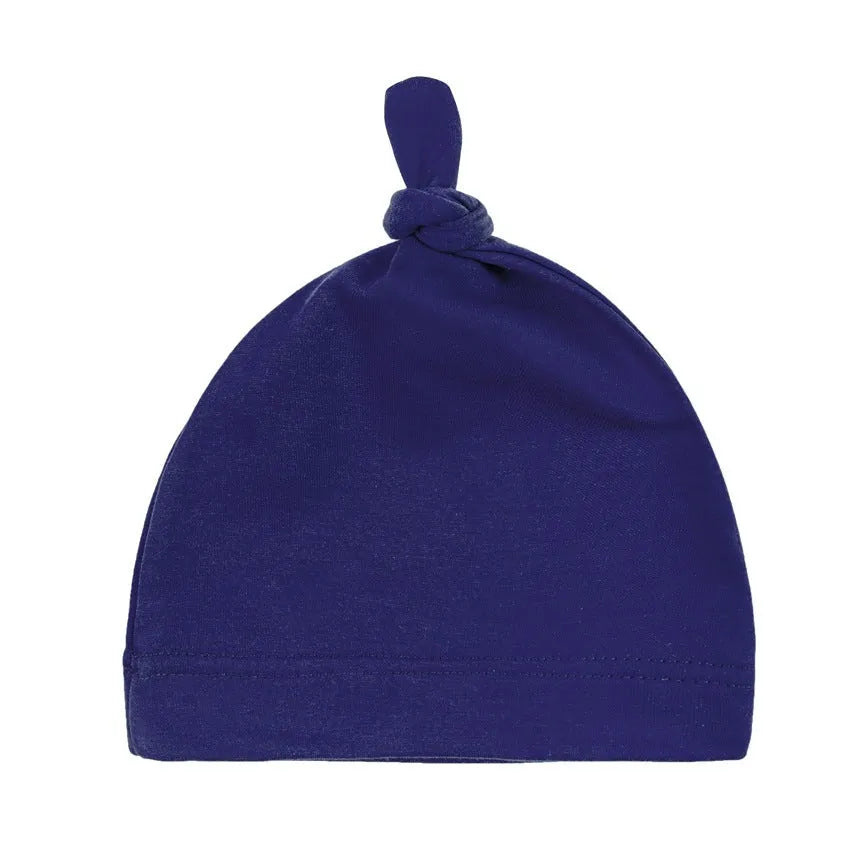 Newborn knot cap solid colour cotton hat for infants uniform size on baby