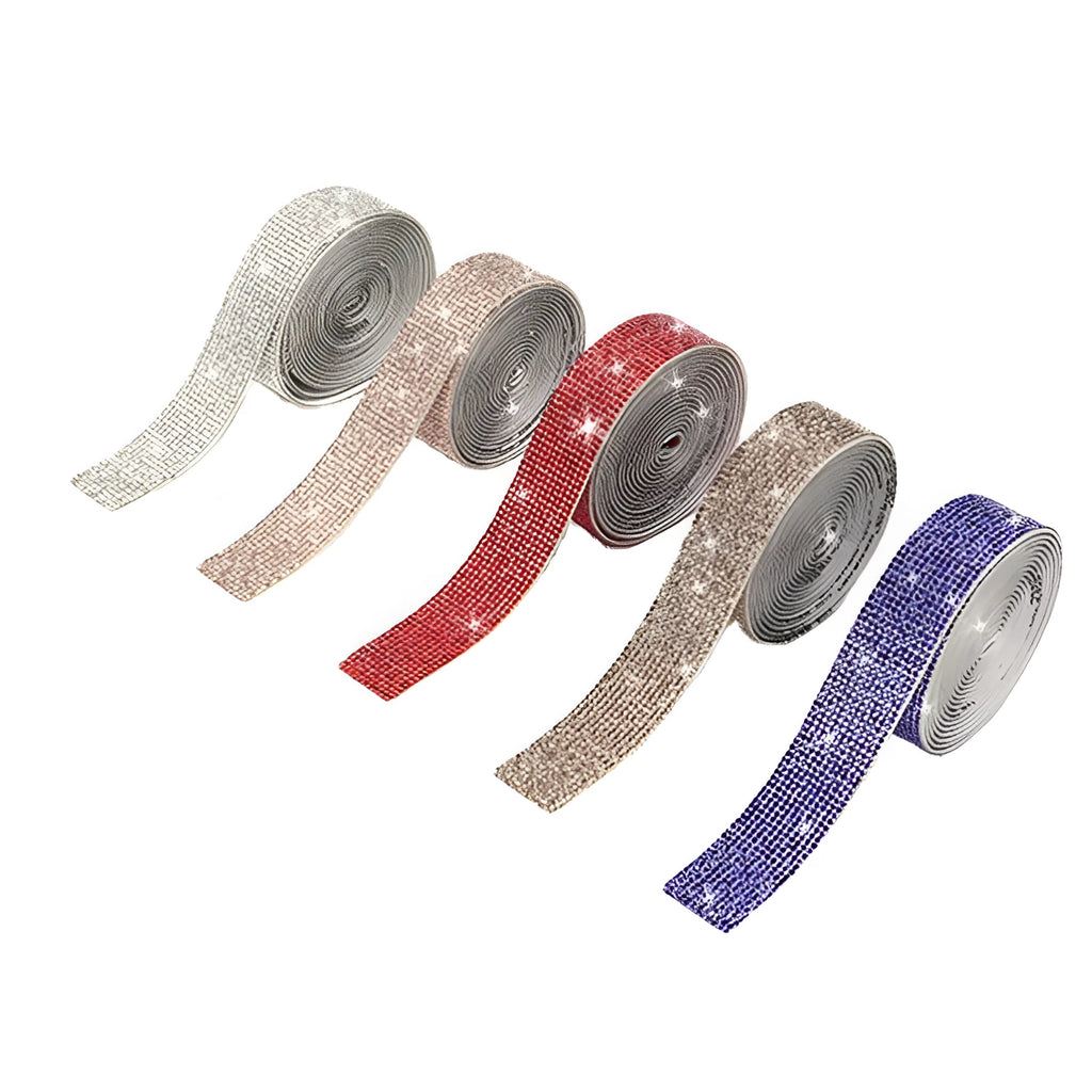 Self-adhesive water drill strip on a white background showing AB colour electroplating finish.