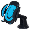 Red ABS suction cup U-shaped mobile phone bracket with open clamp arms on a car dashboard.