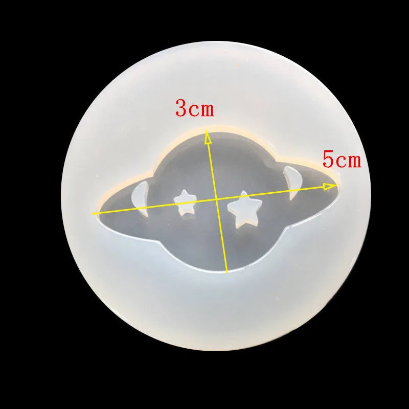 Silicone mould for making shiny full mirror finish planet epoxy resin ornaments, approximately 6.5cm diameter.