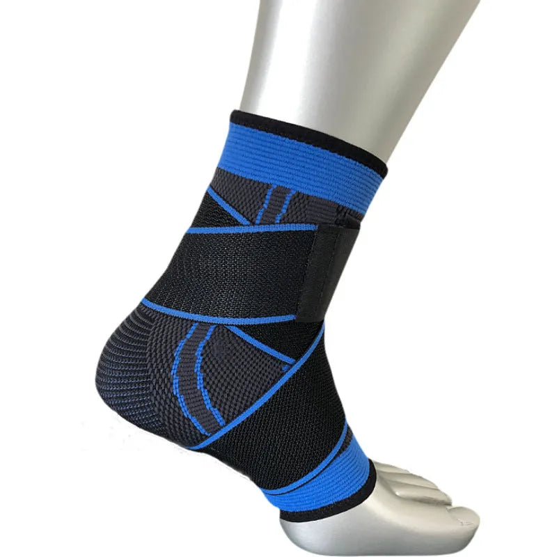 Nylon compression ankle sheath in black, blue, green, orange, red, sizes S M L XL for sprain and swelling support.