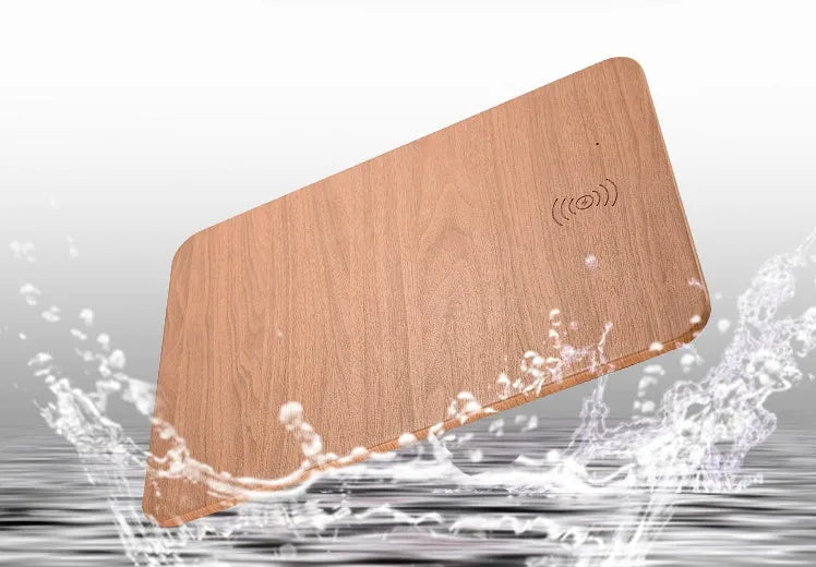 Wooden wireless charger in Black or Brown, ABS and PU leather, Qi 1.1, 5W or 10W