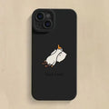 Cartoon duck design silicone iPhone case in black, white, or blue colour