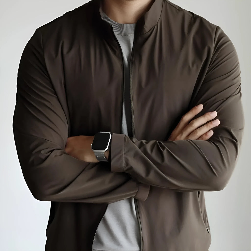 Small stand collar thin polyester fiber jacket loose fit for teenagers in neutral colours