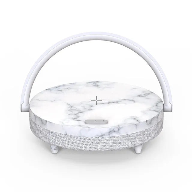 Multi-function wireless charging night light with touch control, ABS/PP body, marbling finish