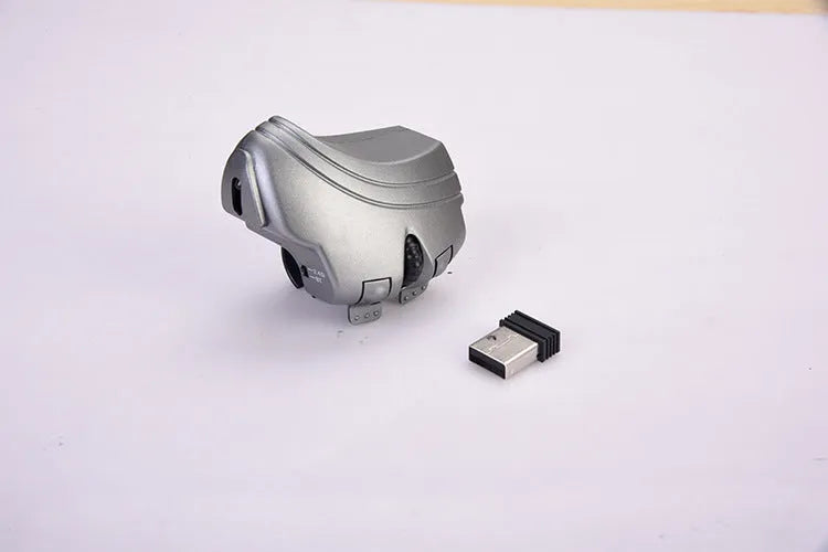 Bluetooth 2.4G rechargeable ring mouse in black, 60x40mm, with three buttons and optical sensor