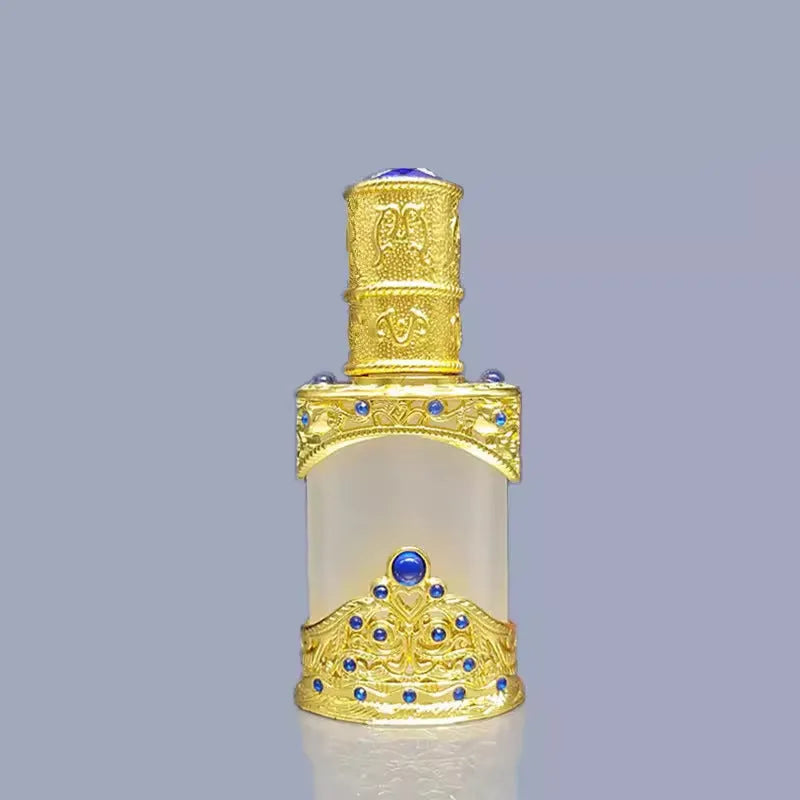 12ml vintage glass bottle with electroplated metal straw for pigment or essential oil