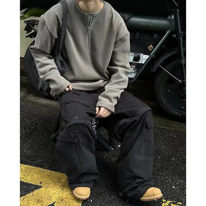 Solid colour women's pullover top with long sleeves in grey, black, or apricot for spring layering