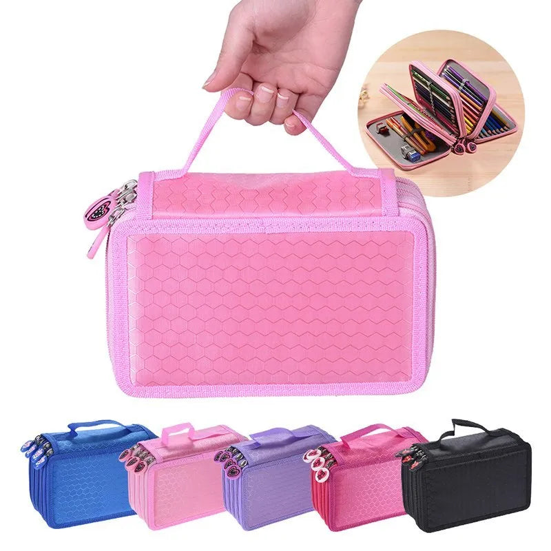 Secret Garden Oxford cloth pencil case in black, 20x12.5x8.2cm, with zip closure