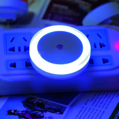Round halo design LED induction nightlight lamp with motion sensor in blue, red, white, and yellow colour options
