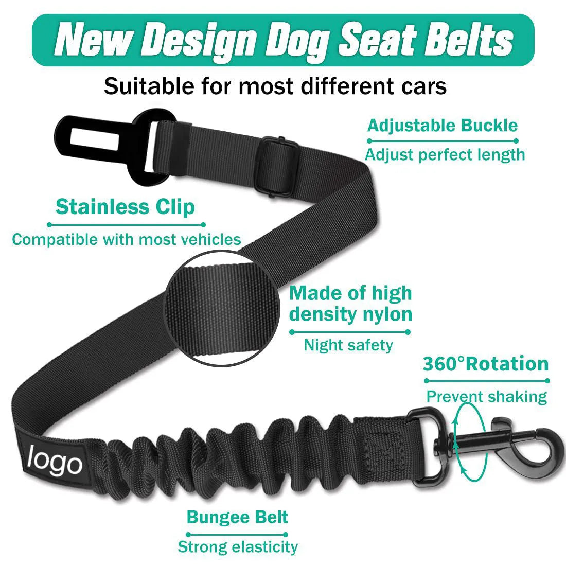 Nylon pet seat belt dog hand holding rope 85 cm in black, orange, pink, red, purple, dark blue, light blue, gray, rose red
