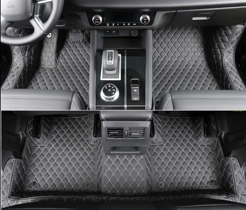 23 New Outlander foot mats in black, grey, and brown colours showing single-layer and double-layer wire ring construction