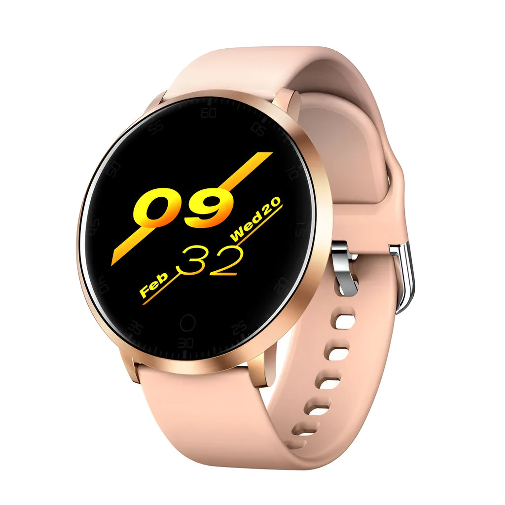 Ultra-thin smart health bracelet in black with a silicone strap and a 1.3-inch colour touchscreen.