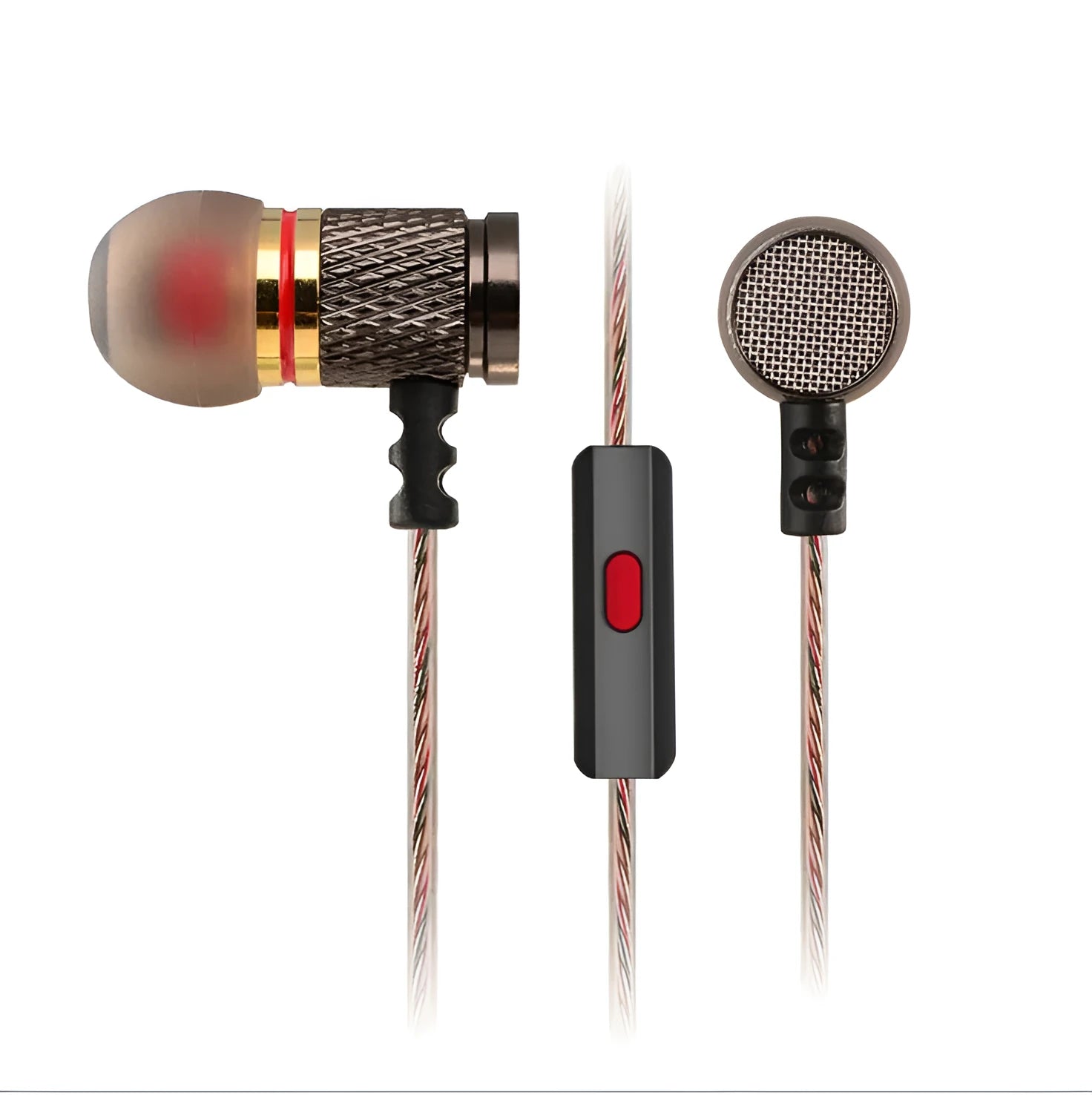 EDR1 metal subwoofer in-ear headphones with black silicone cable and 3.5mm plug