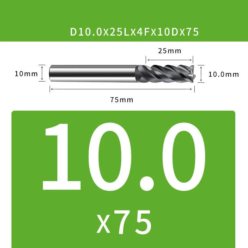 4-blade tungsten steel end mill for CNC machining with size specifications