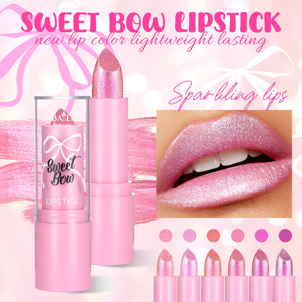 Sweetheart Bow Starlight Diamond lipstick tube in matte finish with six colour options