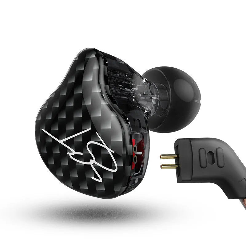 Ring Iron in-ear subwoofer headphones with black cable, 3.5mm L-bend plug, and silicone earplugs