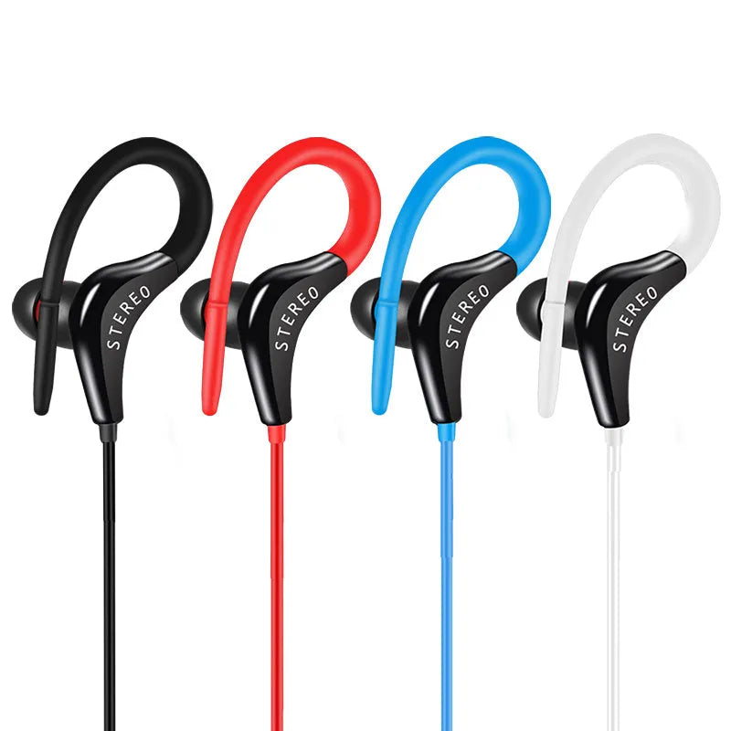 Wired earhook headphones with super bass for sport in five colour options