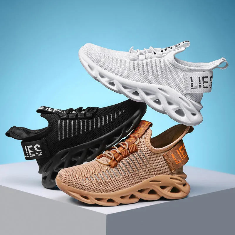 Kids black street-style sneakers with Velcro strap and textured EVA sole.