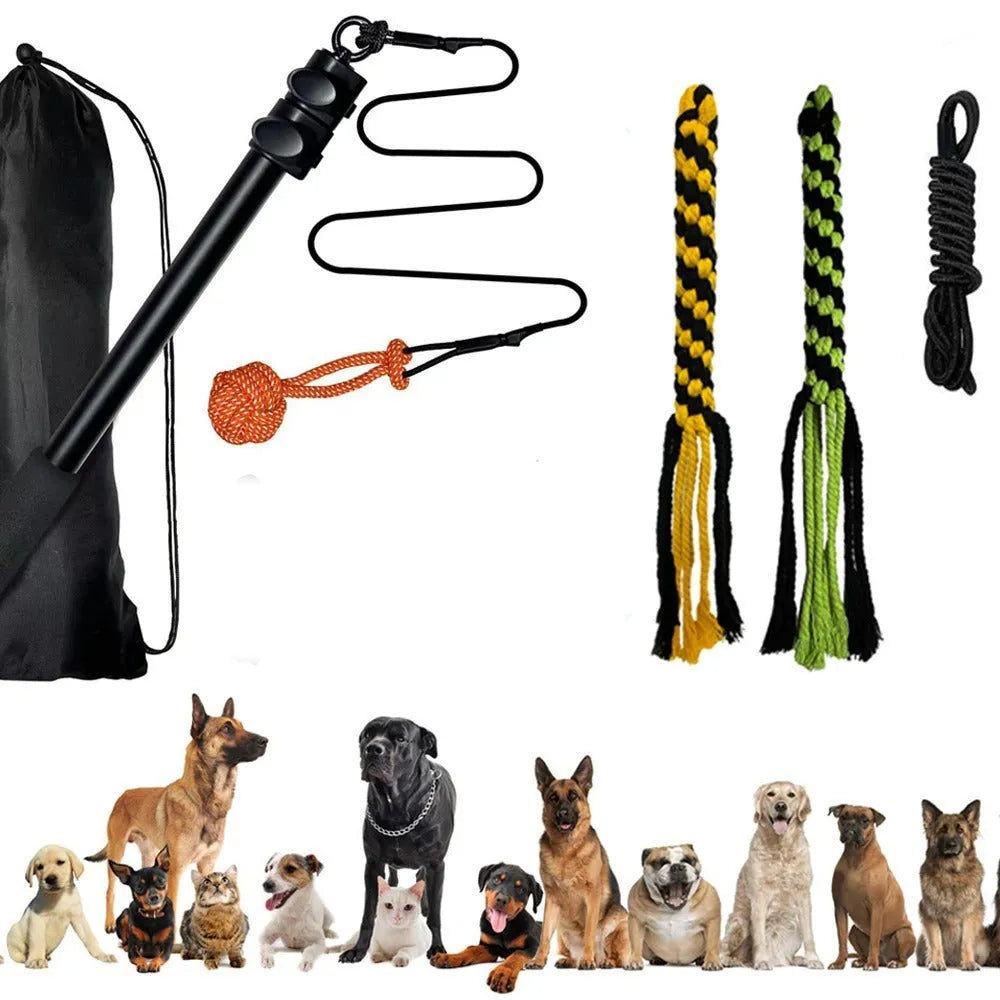 Telescopic funny dog stick cat teaser aluminium alloy rod for pet training black small size