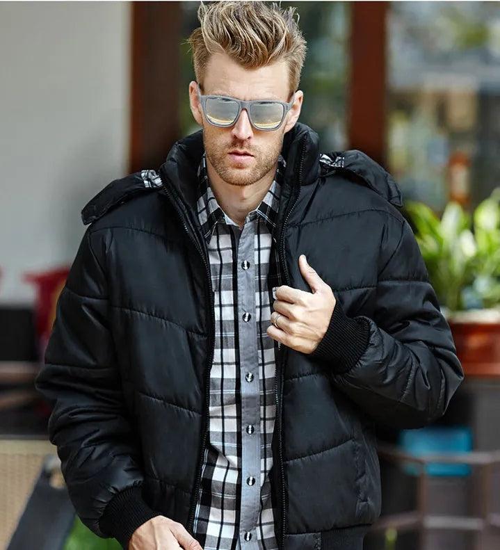 Men's hooded cotton jacket autumn winter Korean style thick coat size M-4XL