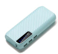 Compact 20000mAh portable power bank showing colour options including black, blue, pink and white