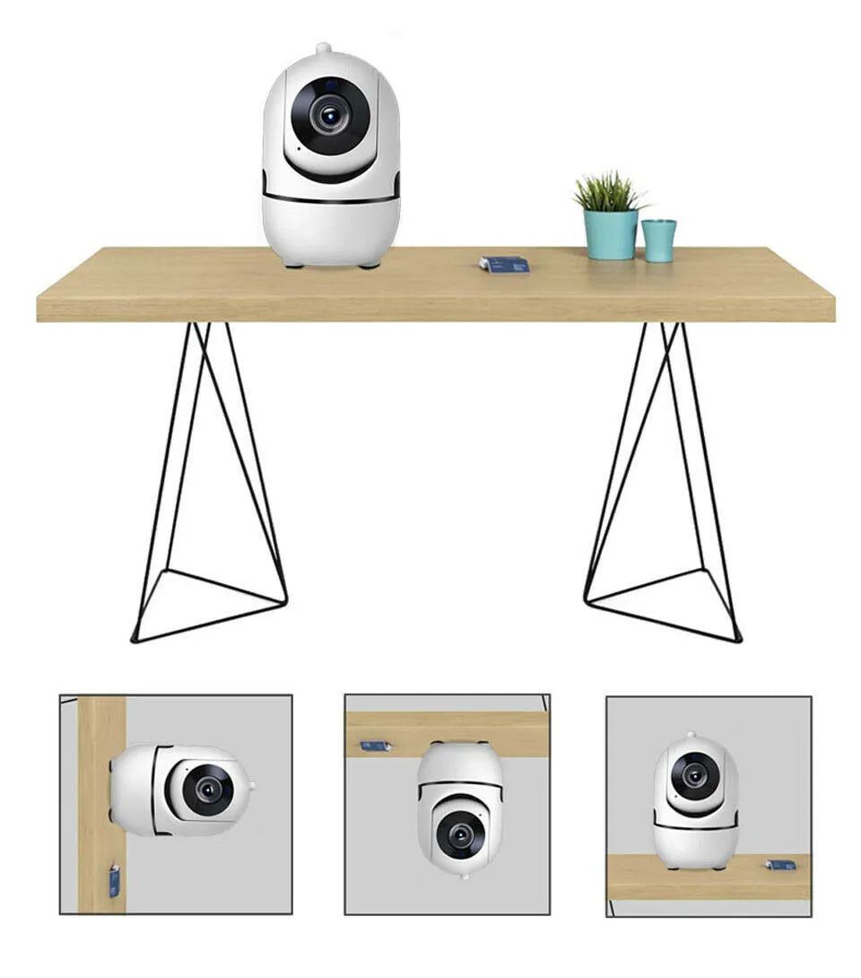 White WiFi PTZ IP camera with 1080P night vision 360° pan tilt indoor security monitor