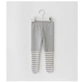 Girls stitched striped tights, middle waist, trouser length, available in Black, Grey, and White, sizes 66cm to 90cm