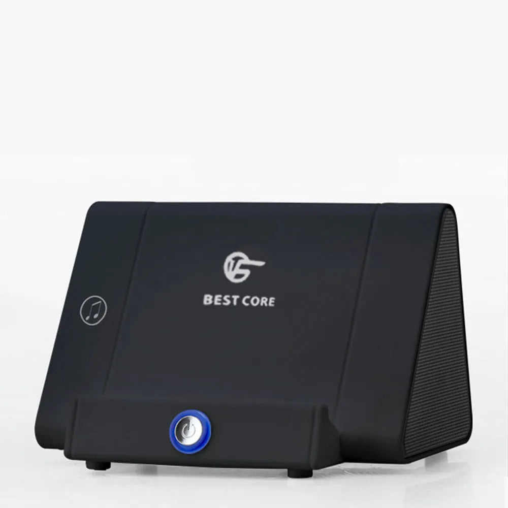 Black subwoofer with automatic induction sound, 3W power, ABS material, compact 144x94x104mm size