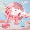 Electric 32-hole bazooka bubble machine gun in cherry pink or sky blue for children's play