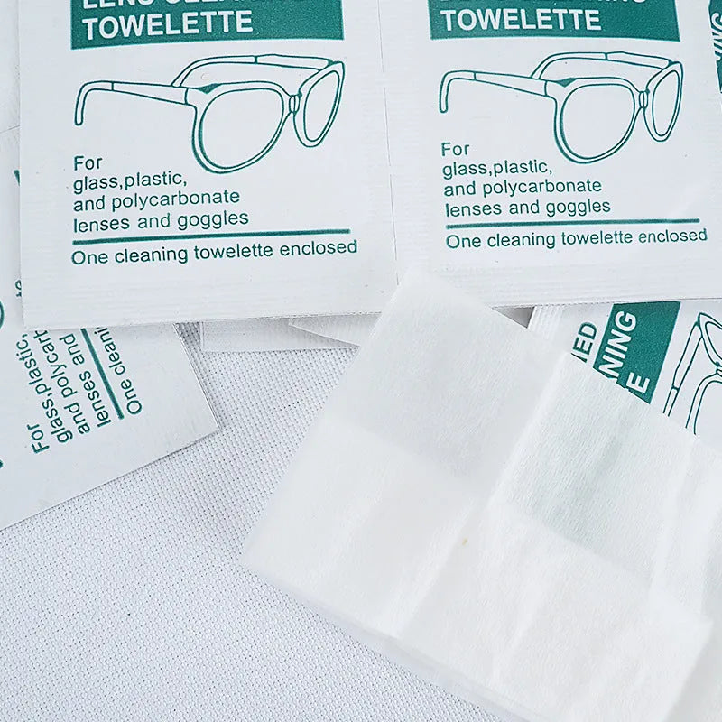 100 pack individually packaged white glasses cleaning wipes with anti-fog properties