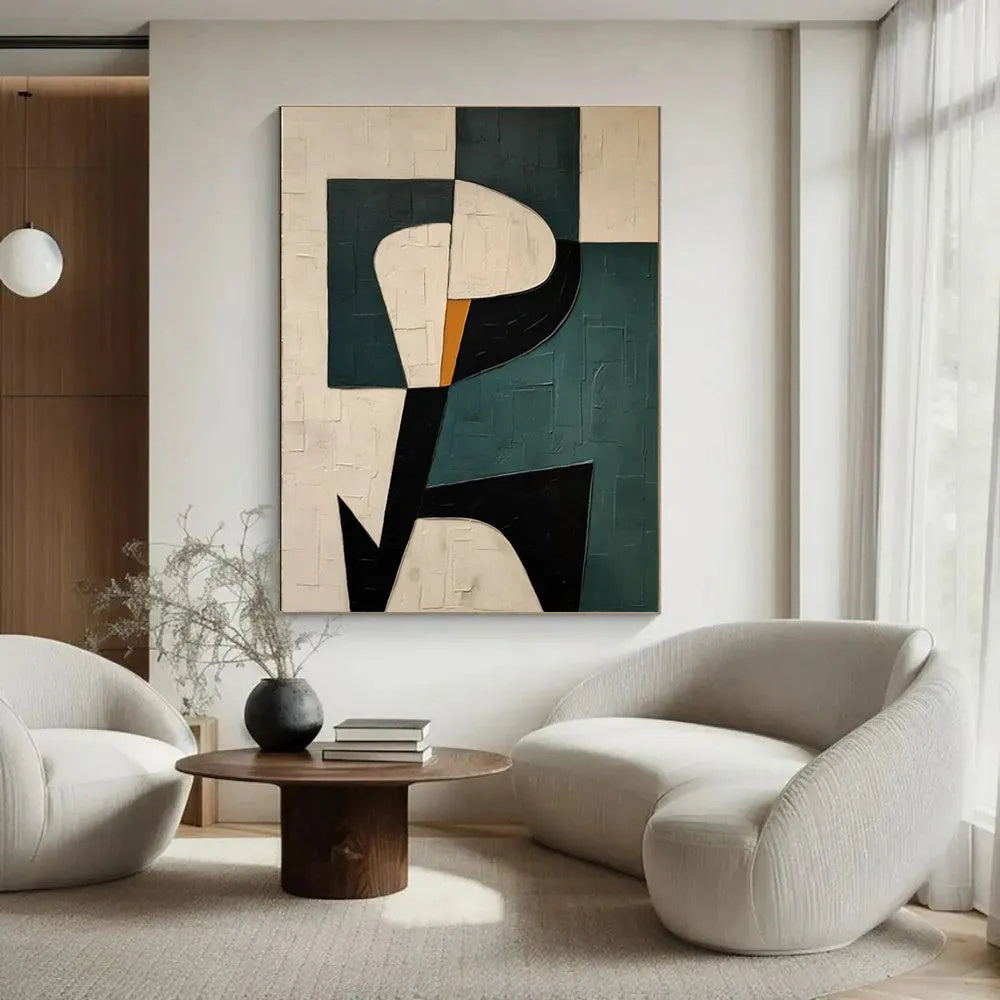 Handmade modern green abstract texture oil painting on canvas, rolled frameless wall art