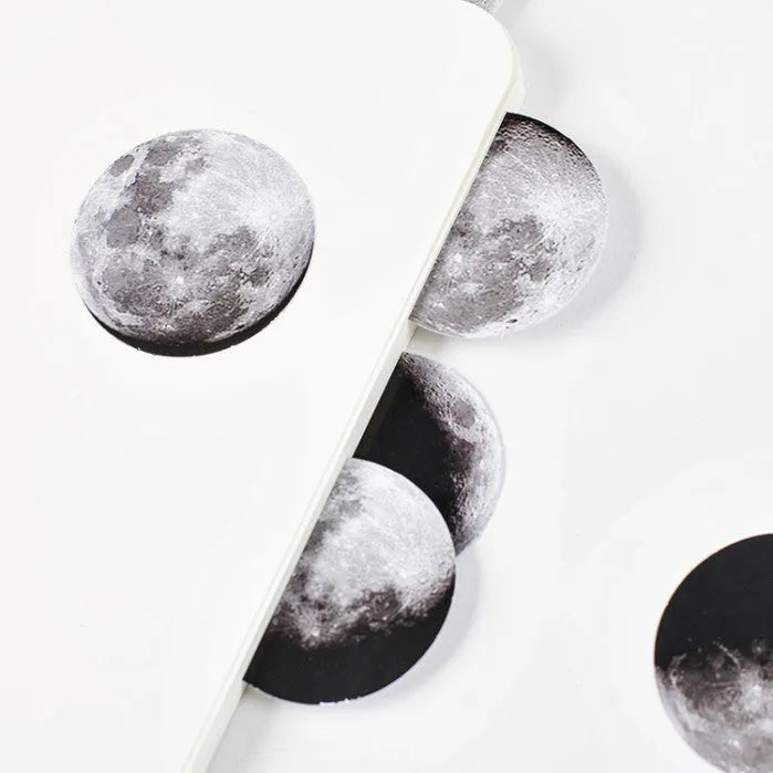 Boxed set of 45 black moon phase and planet calendar self-adhesive stickers for planners.