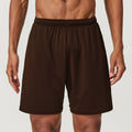 Men's double-layer quick-dry running shorts in sky green colour on a grey background