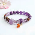 Nine purple fire amethyst bracelet with red agate accents in Mori style design