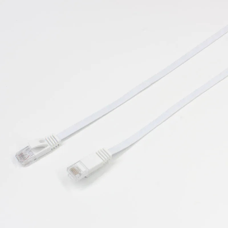 CAT6 unshielded flat network cable 0.5m in white with RJ45 connectors for router broadband