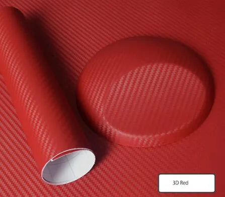 3D carbon fiber vinyl film car sticker roll in black texture with air guide groove visible on adhesive side