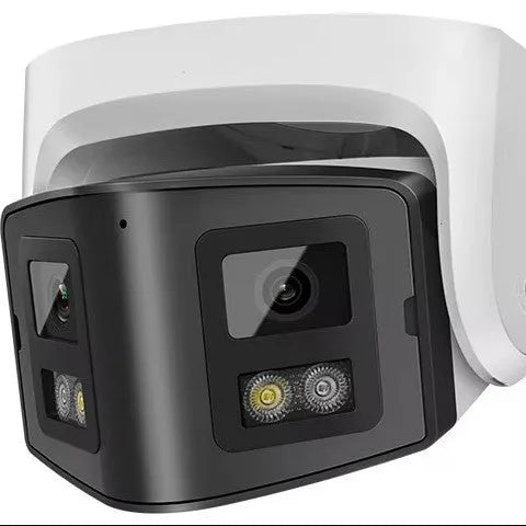 4MP dual-lens IP security camera with IP66 waterproof housing for indoor and outdoor CCTV surveillance