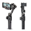 Black handheld mobile phone shooting stabiliser with ABS construction and extended battery life