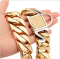 Gold stainless steel titanium steel encryption chain necklace 30mm wide on display