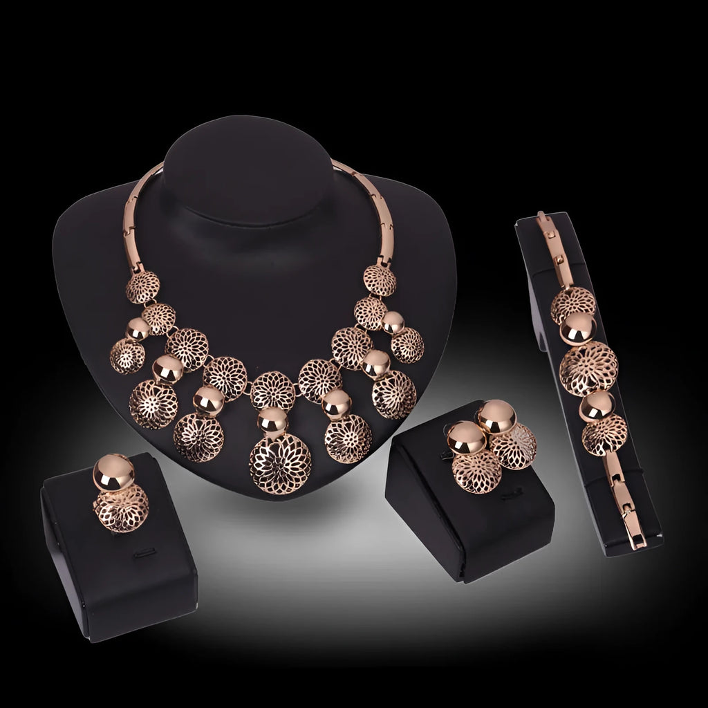 Korean fashion bride jewelry set four electroplated alloy sets gold wedding accessories